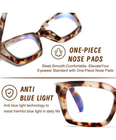 Hubeye Reading Glasses for Women - 3 Pack Oprah Style Square Blue Light Blocking Readers with Spring Hinge +2.5 Diopters - Black/Grey & Dark Grey Leopard - Buy Online on GoSupps.com