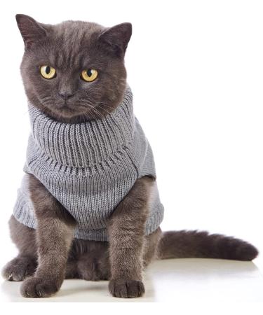 Jnancun Cat Turtleneck Sweater | Sleeveless Knitted Winter Clothes for Cats & Small Dogs - Medium Grey - Buy Online on GoSupps.com