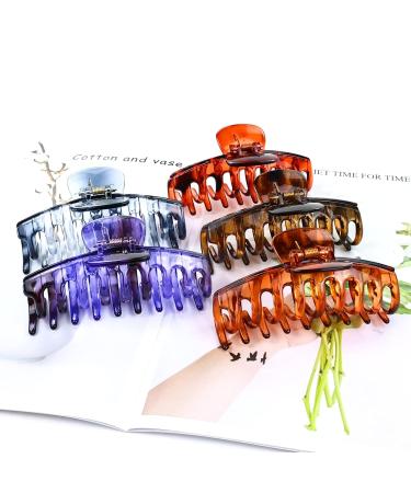6 Pack Large Clear Leopard Black Brown Octopus Hair Claw Clips for Women - Fancy Hair Accessories - Buy Online on GoSupps.com