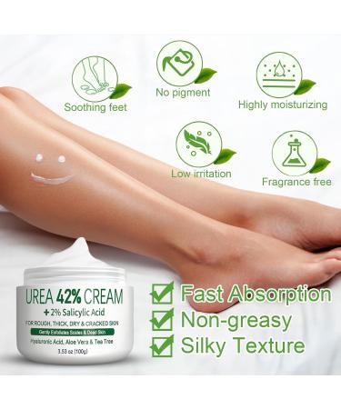 42% Urea Feet Cream Foot Cream with Aloe Vera and Tea Tree Oil for Deep Moisture and Skin Softening Cracked Heels and Dry Skin Feet Moisturiser Intensive Callus Remover Cream for Body Care 100g - Buy Online on GoSupps.com