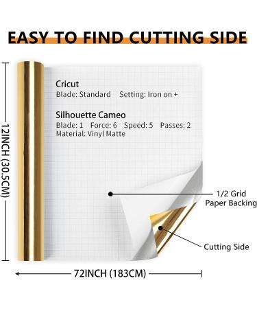 Mirror Gold Permanent Vinyl Roll 12x6FT - Lya Vinyl Metallic Outdoor Adhesive for Cricut, Home Decor, Party, Mug, Window - Metallic Gold - Buy Online on GoSupps.com