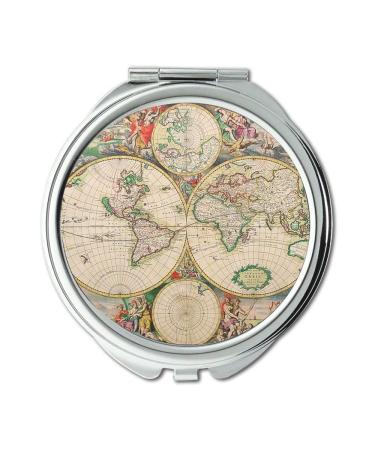 Mirror earth theme Mirror Map Atlas Geography Travel World Earth Global makeup mirrors pocket mirror portable mirror