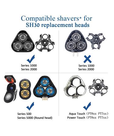 SH30 Replacement Heads for Philips Norelco Shaver Series 3000 2000 1000 & S500 | ComfortCut Shaving Heads 6 Pack - International Shipping Available - Buy Online on GoSupps.com