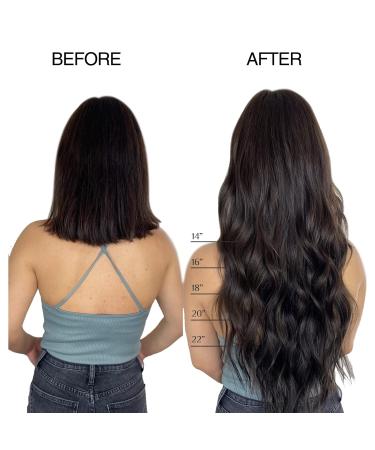 Doores Real Hair Clip Extensions - Dark Brown 40cm (16 inch) - 110g Seamless Remy Clip-Ins for Natural Thick Hair - Buy Online on GoSupps.com