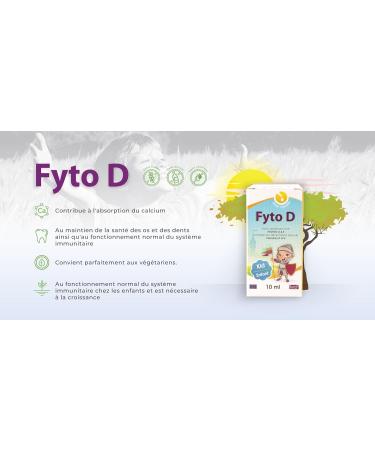 Fyto D 800 IU Vitamin D3 for Children - Growth & Vitality Bone & Teeth Support Enhanced Immunity & Defense 10ml Dropper Neutral Taste Plant Derived Natural No Additives - Buy Online on GoSupps.com