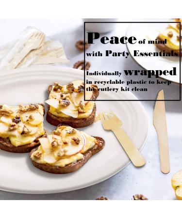 Party Essentials Disposable Wooden Cutlery Eco-Friendly Biodegradable 50 Bags of 6-PC Natural Birchwood - Buy Online on GoSupps.com