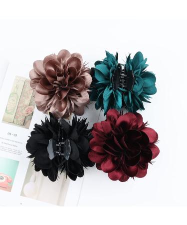 4 Pack Large Satin Rose Hair Claw Clips - Hair Accessories for Women and Girls - Buy Online on GoSupps.com