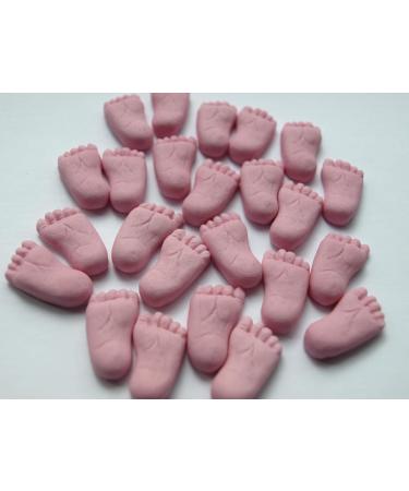 24x (12 Pairs) Pink Baby Feet Cake Toppers Girl Baby Shower Edible Cupcake Decorations - Buy Online on GoSupps.com