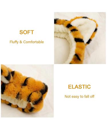 OSOPLAY Tiger Print Fuzzy Hairband Set - 2 PCS Women's Animal Ear Elastic Headband for Skincare and Spa - Buy Online on GoSupps.com