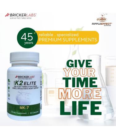 Bricker Labs K2 Elite Vitamin K2 MK-7 Supplement 160mcg Supports Bone & Heart Health Calcium Absorption & Circulation Non-GMO 60 Capsules - Buy Online on GoSupps.com