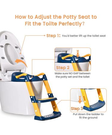 Kylinton Potty Training Seat with Step Stool Ladder - 2 in 1 Foldable Toddler Potty Seat for Boys and Girls - Splash Guard, Anti-Slip Pad - Grey - Buy Online on GoSupps.com