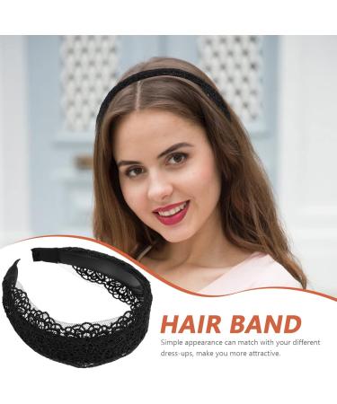 Minkissy Black Lace Hair Hoop Broadside Lace Headband Wide Hair Hoop Floral Lace Headband Gothic Lace Headband for Women Girls (Black) - Buy Online on GoSupps.com