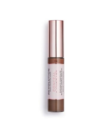 Makeup Revolution Conceal and Hydrate Concealer  Full Coverage & Matte Finish  C18 for Dark Skin Tones  Vegan & Cruelty-Free  0.7 Fl Oz