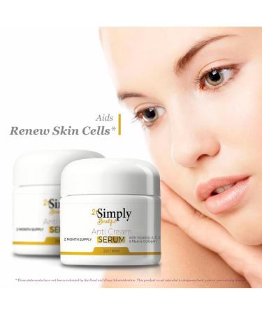 Buy 2x Simply Beautiful Anti-Aging Cream - Youthful Skin Collagen & Vitamins A C E - Improve Wrinkles & Hydration - 2 Month Supply - Buy Online on GoSupps.com