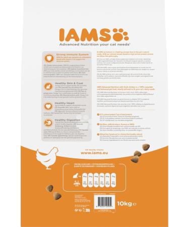 IAMS Dry Cat Food with Chicken for Cats Aged 1-6 Years | 10 kg - Premium Nutrition for Healthy Cats - Buy Online on GoSupps.com