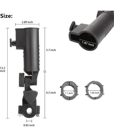 Universal 3 Wheel Golf Push Cart Umbrella Holder - Adjustable Angle Mounting Attachment for Stroller & Wheelchair - Buy Online on GoSupps.com