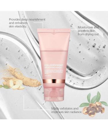 Collagen Night Wrapping Mask Collagen Overnight Wrapping Peel Off Facial Mask Overnight Collagen Wrapping Mask Perfect for Dry & Dehydrated Skin - Korean Skin Care(75ML) - Buy Online on GoSupps.com
