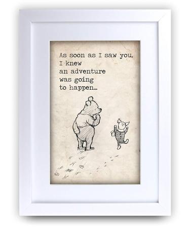 HWC Trading FR Winnie the Pooh Adventure A4 Framed Printed Quote Nursery Print Baby Shower Room Gifts New Born Bedroom Gift Print Photo Picture Frame Display (Framed) Adventure - Buy Online on GoSupps.com