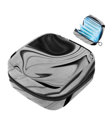 Menstruation pad bag with zipper women's napkin bag tampons collection bags for women and girls (abstract gray psychedelic swirl Trippy) Color 9