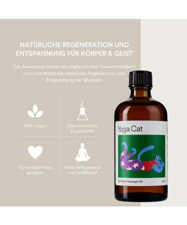 Yoga Cat Natural Massage Oil - 100ml Deep Relaxation Body Oil with Arnica & Aloe Vera | Vegan & Sustainable | Made in Germany - Buy Online on GoSupps.com