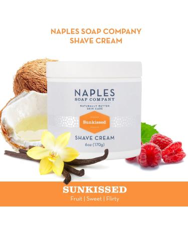 Naples Soap Company Hydrating Shave Cream - Vegan Non-Comedogenic Formula with Shea & Cocoa Butters for a Smooth Close Shave - Sunkissed 6oz - Buy Online on GoSupps.com