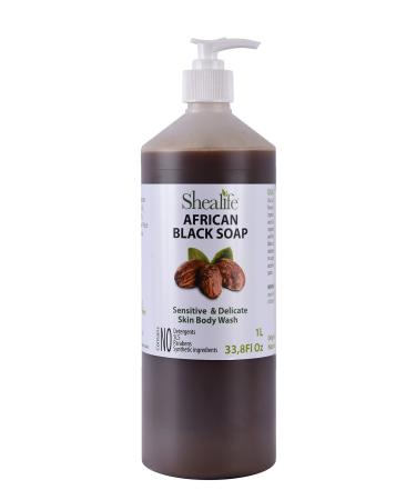 African Black Soap Liquid 1 Litre With Shea Butter & Coconut Oil. No SLS Detergents & Parabens 1000ml