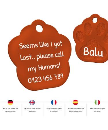 Buy Engraved ENGRAVO Dog Tag Paw - Custom Personalization in Orange | Small 26mm International Shipping - Buy Online on GoSupps.com