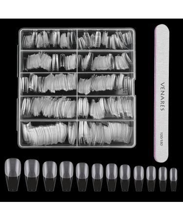 Soft Gel Tips Nails Venares 500 Pieces Nail Tips Set Nail Files 12 Sizes Artificial Nails Short Glue Gel Press On Nails Press On Nails Nail Tips Short Full Cover Nail Tips for Gel Nails Starter Set