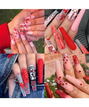 DIY Valentine's Day Love Heart Shiny Nail Art Sequins Nail Decoration Decals Stickers(gold) - Buy Online on GoSupps.com