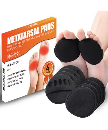 Ball of Foot Cushions Metatarsal Pads Metatarsal Cushion Forefoot Pads Metatarsal Pads Invisible Socks Great for Blisters Calluses  Bunions  Corns for Women and Men.(Black) 4pairs Black
