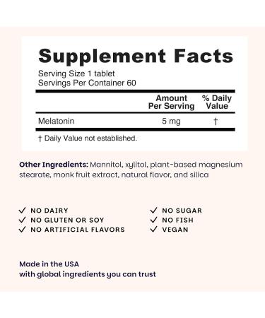 EZ Melts Melatonin - Sleep Support Supplement - No Artificial Flavors - Non-GMO & Sugar-Free - Cool Mint - 60 Dissolvable Tablets (60 Servings) Mint 60 Count (Pack of 1) - Buy Online on GoSupps.com