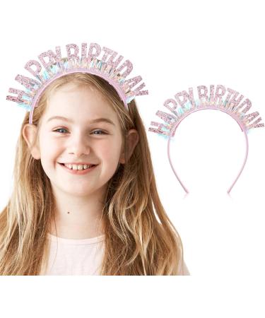 Sibba Birthday Crown Beautiful Headband Glitter Birthday Hairband Shiny Tiara Cute Hair Accessories Happy Birthday Crowns Fit Women Girls Party Take Photos Decorations Gifts (Pink) - Buy Online on GoSupps.com