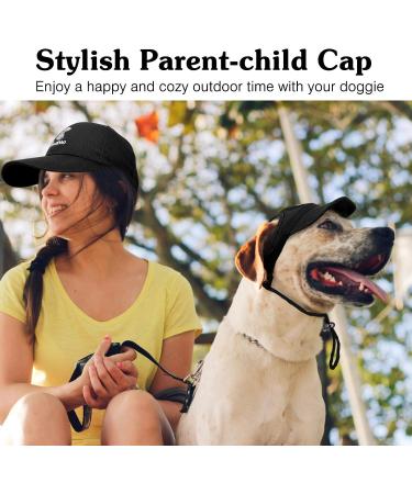 Pawaboo Pet Baseball Cap - 2-Piece Sun Hats for Dogs & Pet Parents | Adjustable with Ear Holes - Black Large | Outdoor Protection - Buy Online on GoSupps.com