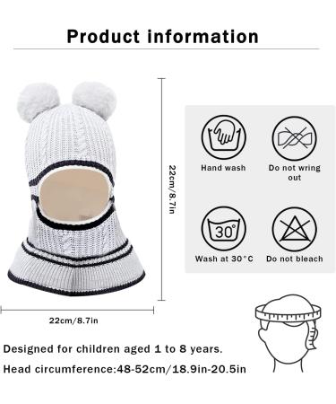 Crazy Bean Kids 3-in-1 Winter Windproof Hat and Scarf Set - Toddler Knitted Beanie - Grey - Buy Online on GoSupps.com