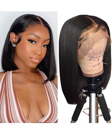 Niviorvan Bob Wig Human Hair Full Straight Bob Lace Front Wigs Human Hair 180% Density 13x4 HD Lace Front Wigs Human Hair Short Bob Wigs for Black Women Pre Plucked with Baby Hair (14 Inch) 14 Inch 13x4 bob wig human hai...