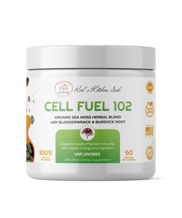 Cell Fuel 102: Organic Sea Moss / Irish Moss, Bladderwrack & Burdock Root Powder Herbal Blend - Dr. Sebi Inspired, Organic, 100% Natural, Thyroid & Immunity Support - (8oz)