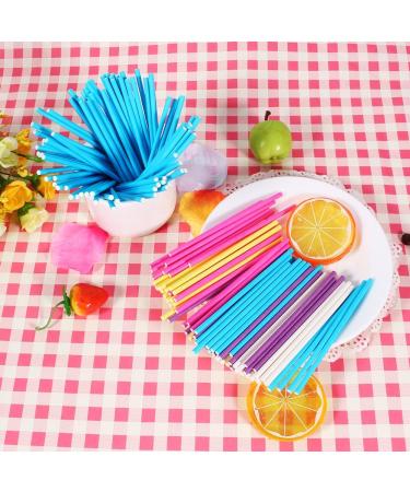  Haofy 100 Pcs Multicolor Paper Lollipop Sticks for Cupcakes Candy Jellies and Chocolates Blue - Buy Online on GoSupps.com