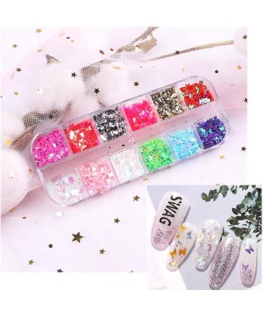Kalolary 3D Butterfly Nail Art Glitter Sequins - Colorful Holographic Foil Debris for Women's Nail Decoration - Buy Online on GoSupps.com