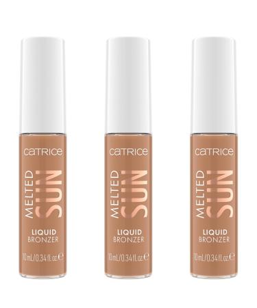 Catrice Catrice Melted Sun Set of 3 bottles of liquid bronzing powder no. 015 Brown long-lasting highly pigmented natural matte vegan oil-free fragrance-free and alcohol-free 10 ml