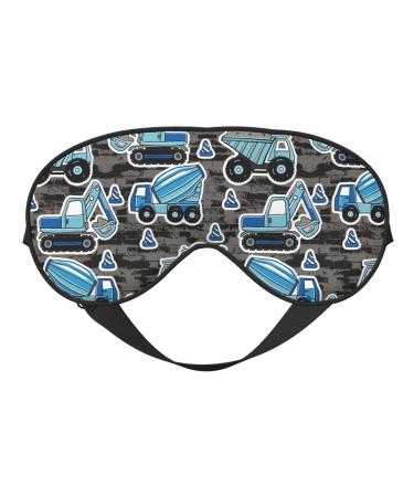 Blue Excavator Print Sleep Eye Mask Blindfold with Elastic Strap Headband Soft Eye Cover Eyeshade for Night Sleeping Travel