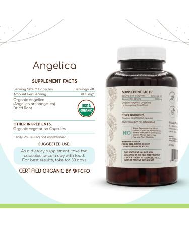 HerbEra Angelica USDA Organic 120 Capsules | Natural Herbal Supplement | Certified Organic Vegetarian Capsules and Organic Angelica archangelica Dried Root (120 Capsules) 120 Count (Pack of 1) - Buy Online on GoSupps.com