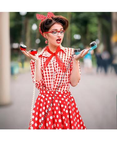 Polka Dot Headband - 1950s Headbands and Drop Earrings Set | Print Dangle Earrings with Vintage Hair Bands Chiffon Scarf Cat Eye Glasses Red One Size - Buy Online on GoSupps.com