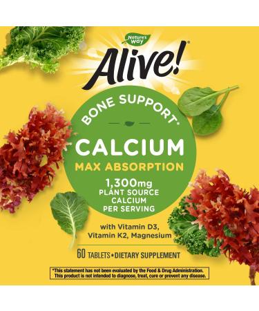 Nature's Way Alive! Calcium Bone Formula 1300 mg - 60 Tablets for Strong Bones - Buy Online on GoSupps.com