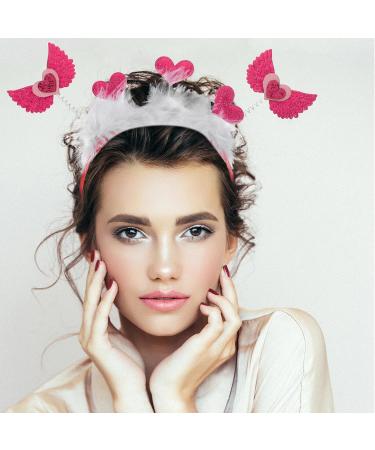 minkissy Valentines Day Headpieces Rosy Heart Head Bopper Love Wing Hair Hoop Glitter Heart Hair Band Wedding Valentines Day Hair Accessories for Women and Girls - Buy Online on GoSupps.com