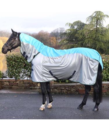 Ventomasta Horse Rug - Waterproof Upper Section Cooling Fly Mesh Lower Integrated Comfort Neck Cover Rub-Free Lining & Secure Tail Flap 4FT6 Blue