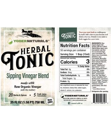 Yoder Naturals Herbal Tonic Apple Cider Vinegar Supplement 25 fl oz (2 Pack) - Buy Online on GoSupps.com