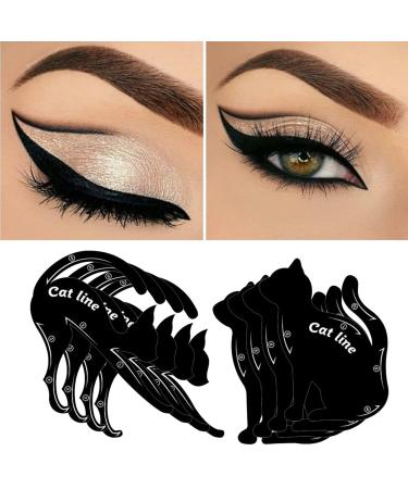 4 Pairs Eyeliner Eyeshadow Stencils Cat Winged Eyeliner Sticker Cut Crease Eyeshadow Stamp Pads Quick Smokey Eye Tool Eye Line Tape for Beginners Makeup Artist Supplies Must Haves (cat Card)