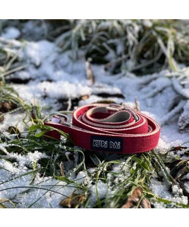 Shop Kuri Pai 3m Dog Leash for Medium Dogs - Comfort & Durability | Hemp Rehab Leash Red/Beige | International Shipping - Buy Online on GoSupps.com