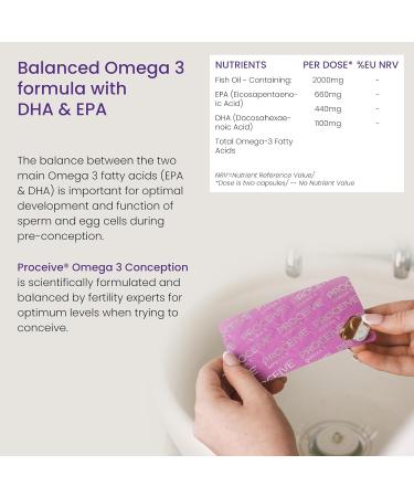 Proceive Omega 3 Conception for Men & Women Trying for a Baby - EPA & DHA High Strength Pure Fish Oil Tablets - 60 Capsules - 2000mg Fish Oil per Dose - Sustainably Sourced No PCBs No Heavy Metals Omega 3 Conception: Men & Women (60 Capsules) - Buy Online on GoSupps.com