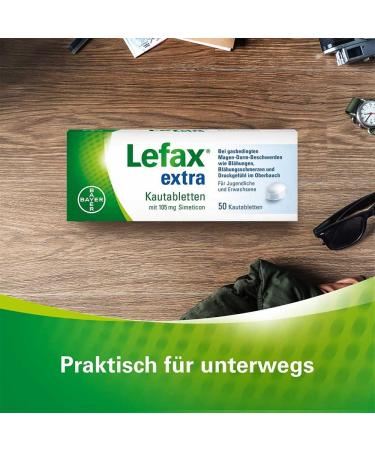 Lefax Extra Chewing Tablets - 105 mg Simeticon for Gas & Flatulence Relief | Peppermint Flavor - 50 Tablets (1 Pack) - International Shipping Available - Buy Online on GoSupps.com